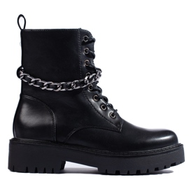 Mustat naisten laukut, joissa on ekologisesta nahasta valmistettu ketju 1