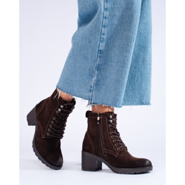 W. Potocki Nauhalliset naisten Potocki-korkokengät ekologisesta mokkanahkasta ruskea 1