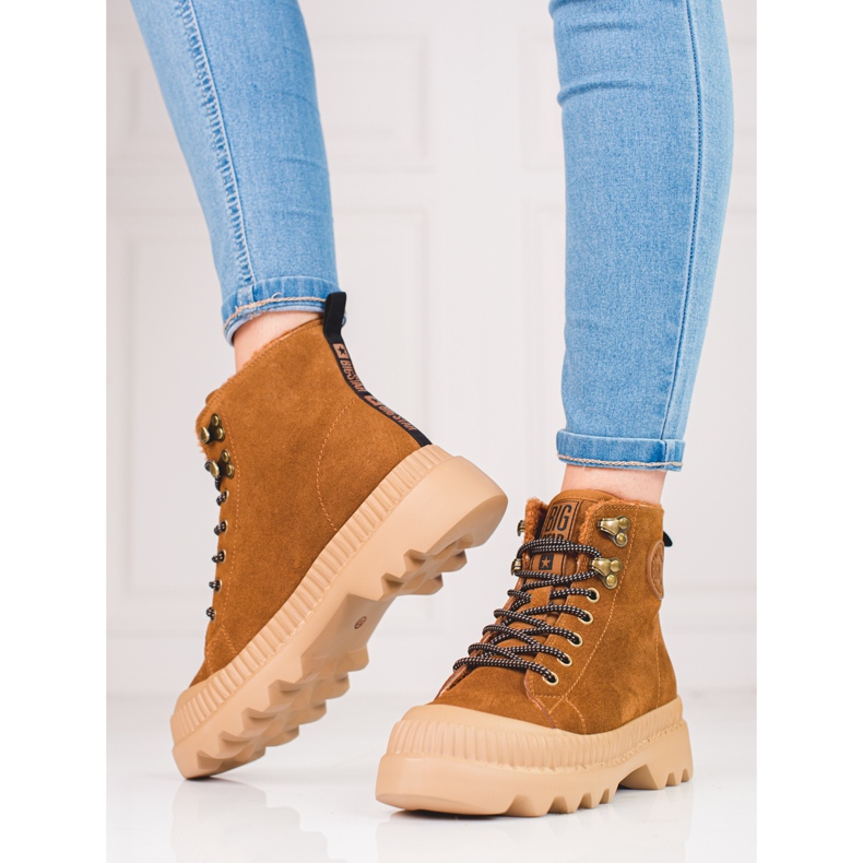 Naisten kengät aidosta nahasta Big Star KK274520 ruskea 1