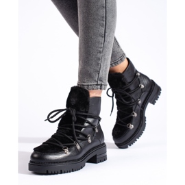 W. Potocki Potockin mustat naisten lumisaappaat turkisella 1