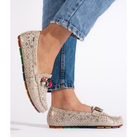 Goodin Naisten kultaiset harjakattoiset mokasiinit kristalleilla kultainen 1