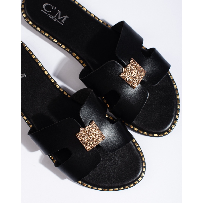 Naisten mustat litteät liukumäet 1