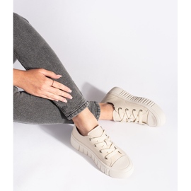 Naisten beige-nahkaiset lenkkarit 1