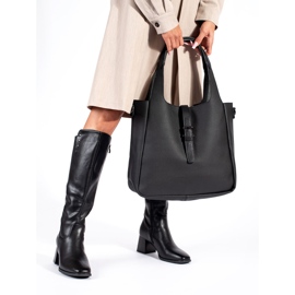 Mustat mokkanahkaiset korkeakorkoiset saappaat 1