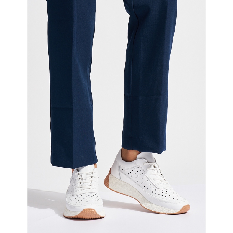 Sergio Leonen nahkaiset harjakattoiset valkoiset urheilukengät valkoinen 1