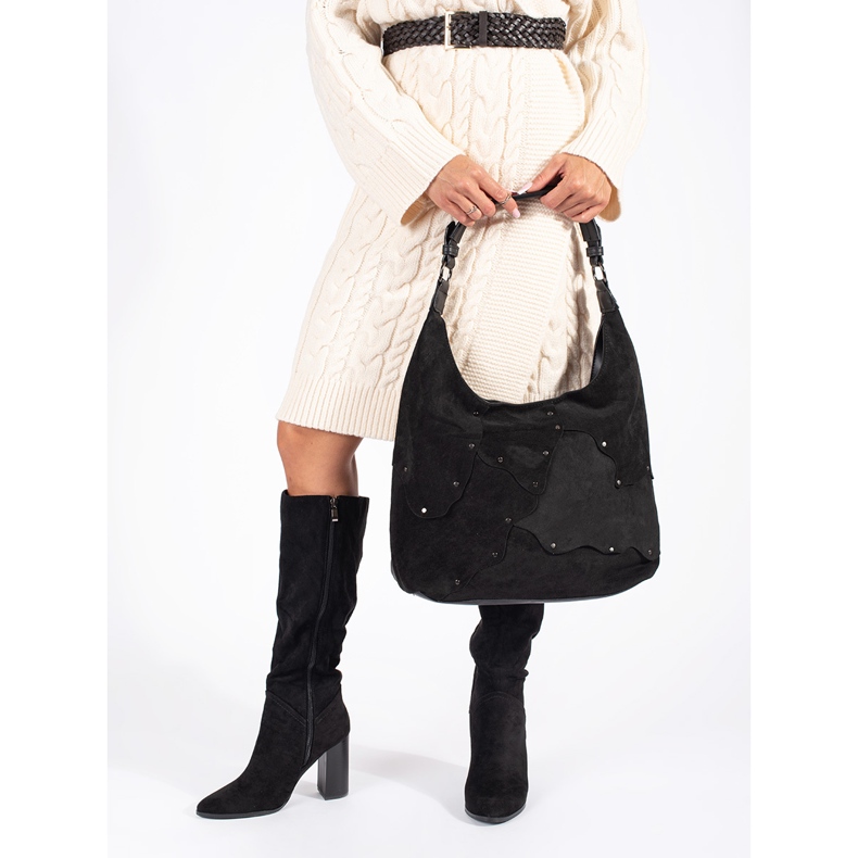 Mustat mokkanahkaiset naisten saappaat 1