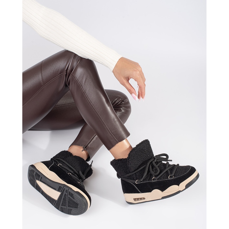 Seastar Mustat naisten lumikengät paksulla pohjalla 1