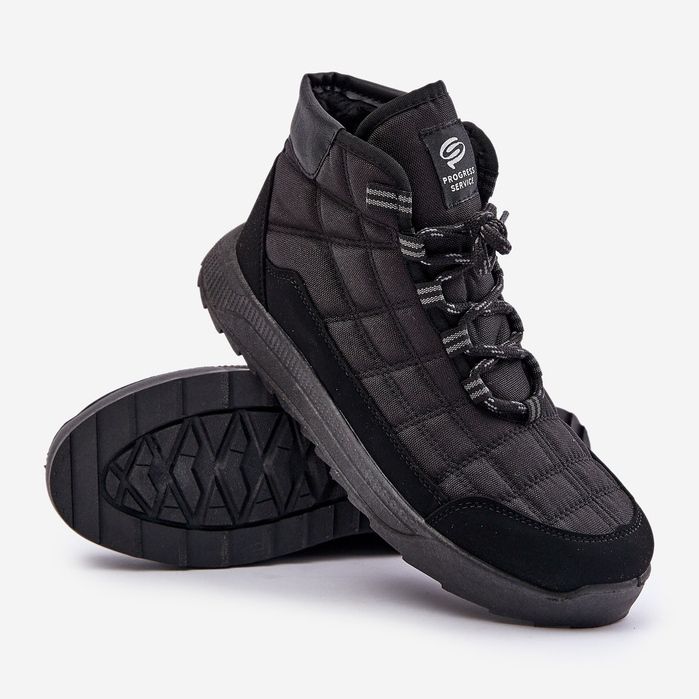 Eristetyt miesten nauhalliset talvisaappaat Progress PROGJ-24-153 musta 1