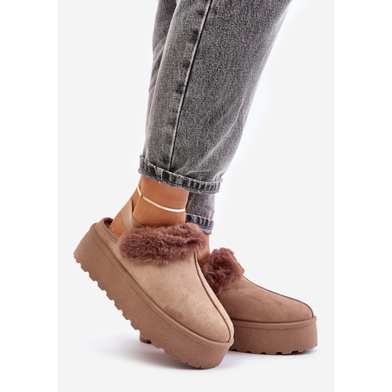 Naisten tohvelit turkisella, tumma beige Linaris 1