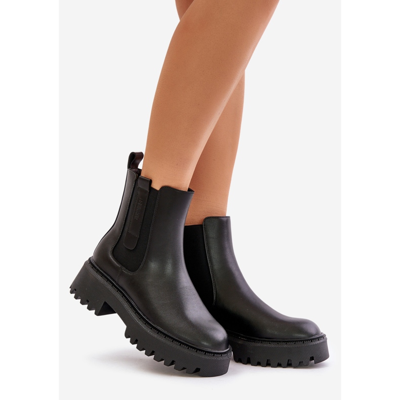 Nahkaeristetyt naisten Chelsea-saappaat Big Star OO274A386 Musta 1