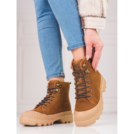 Naisten kengät aidosta nahasta Big Star KK274520 ruskea 2