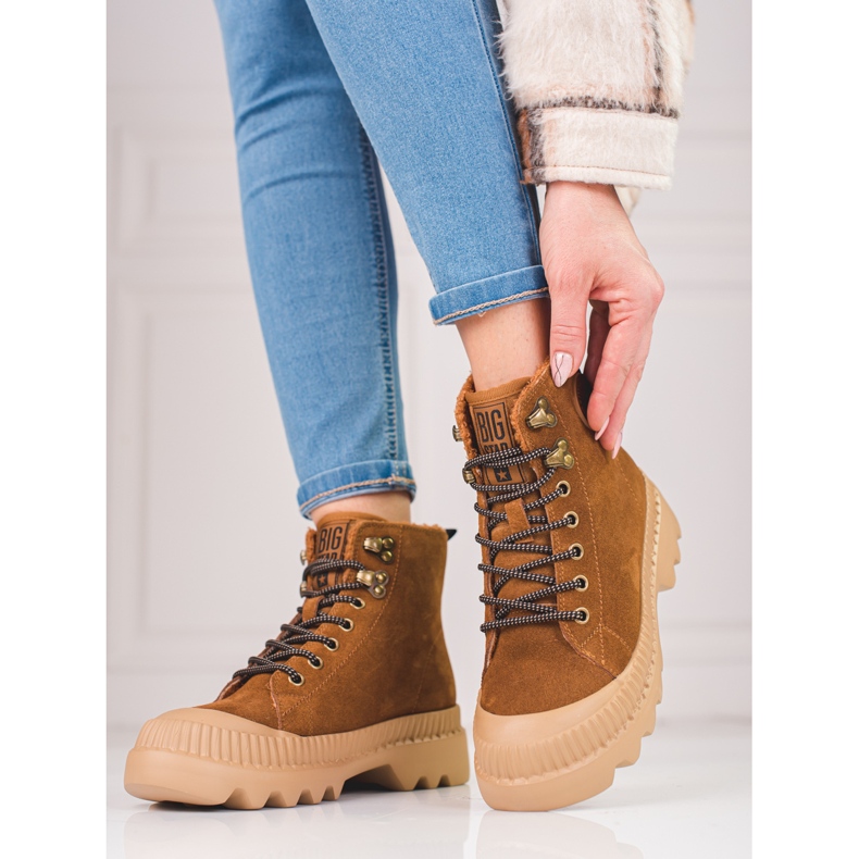 Naisten kengät aidosta nahasta Big Star KK274520 ruskea 2