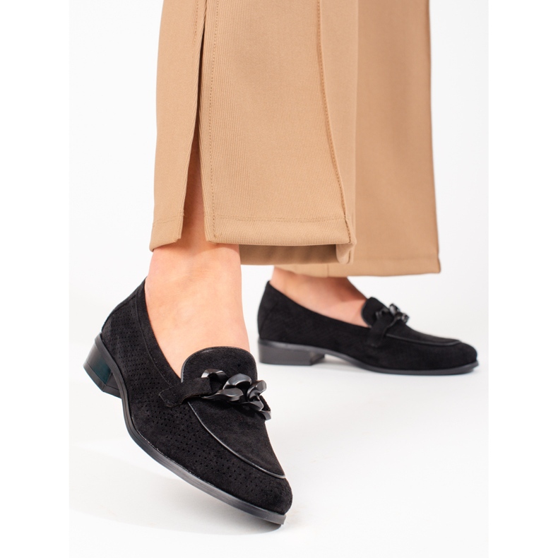 W. Potocki Naisten harjakattoiset mokkanahkaiset mokasiinit Potocki musta 1