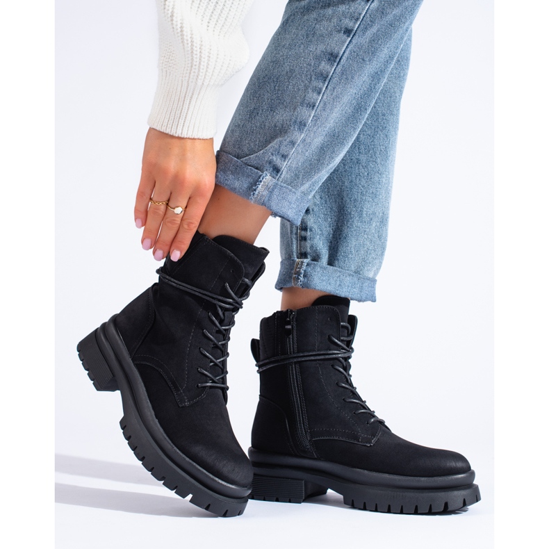 Shelovet musta mokkanahka naisten työvaatteet 1