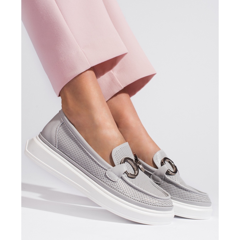 Goodin Harmaa harjakattoiset naisten mokasiinit 1