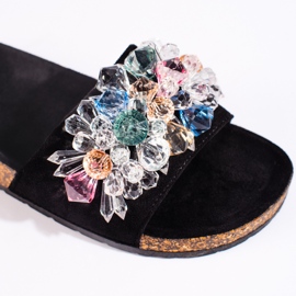 Naisten mustat mokkanahkaiset tossut 2