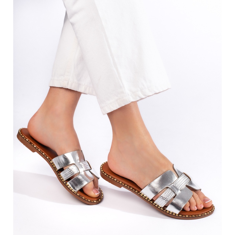 Naisten hopeiset varvastossut hopea 1