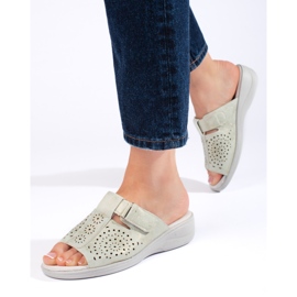 Naisten harjakattoiset varvastossut mukavalla kiilalla harmaa 1