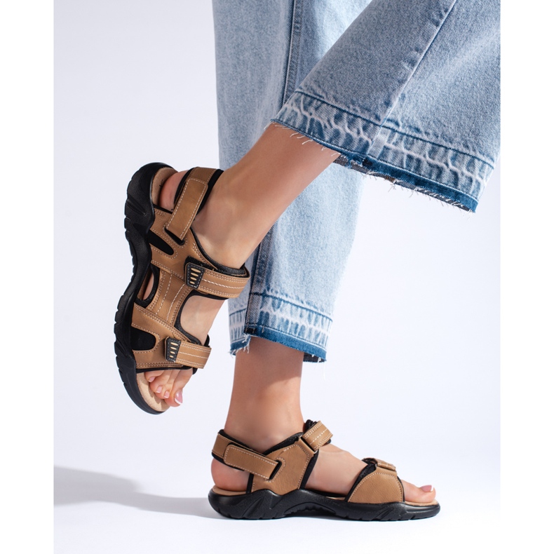 Urheilulliset naisten ruskeat sandaalit beige 1