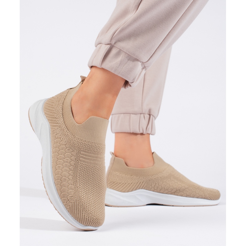 Beige tekstiili urheilukengät 1