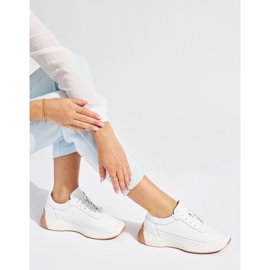 Sergio Leone Naisten avoimet nahkaiset valkoiset urheilukengät valkoinen 2