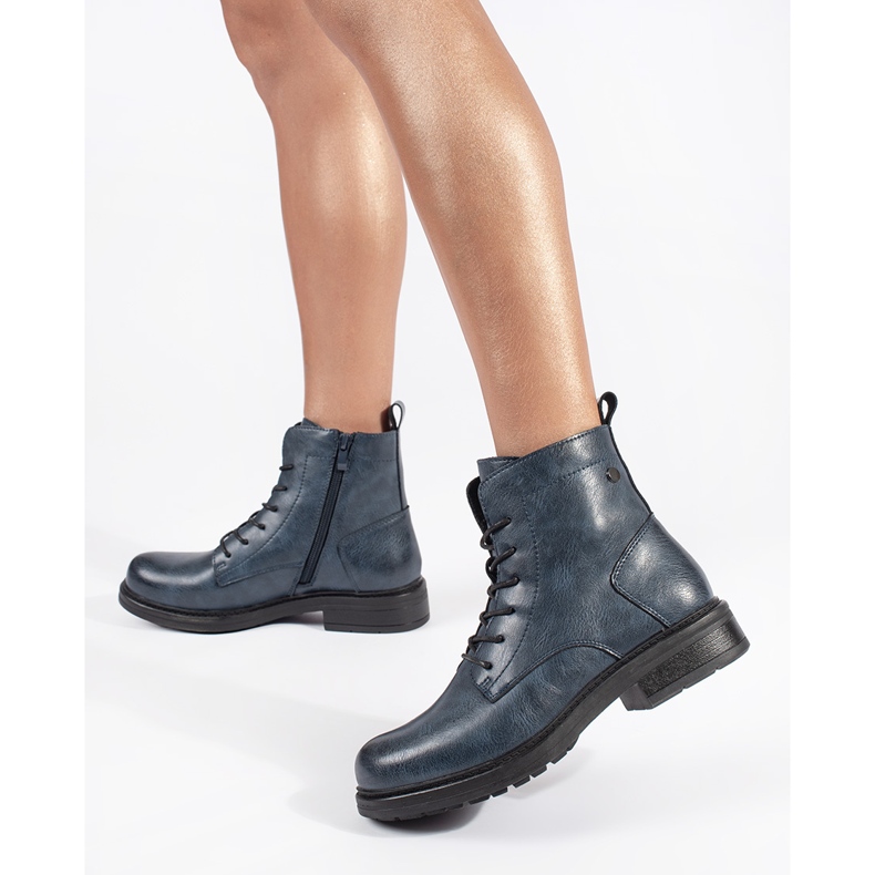 Sergio Leonen tummansiniset naisten nahkaiset nilkkurit sininen 1