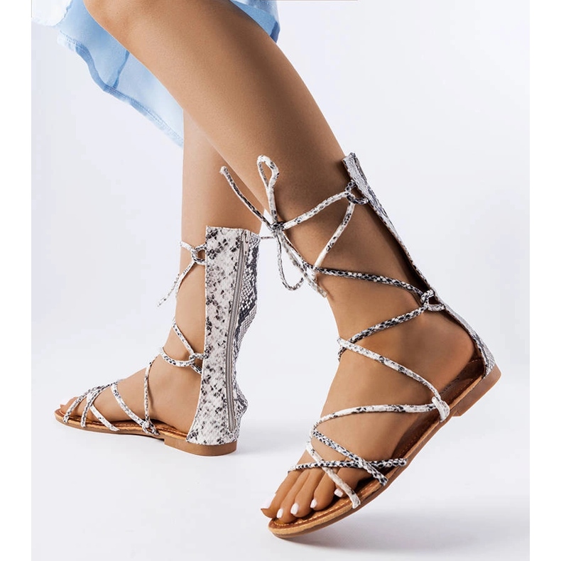 Heliportin kuviolliset solmittava sandaalit valkoinen 1