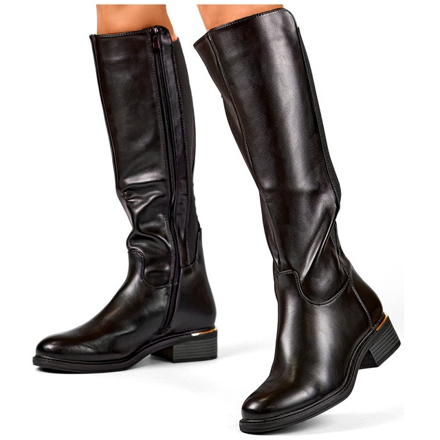 Mustat naisten saappaat eko-nahasta talveen 2