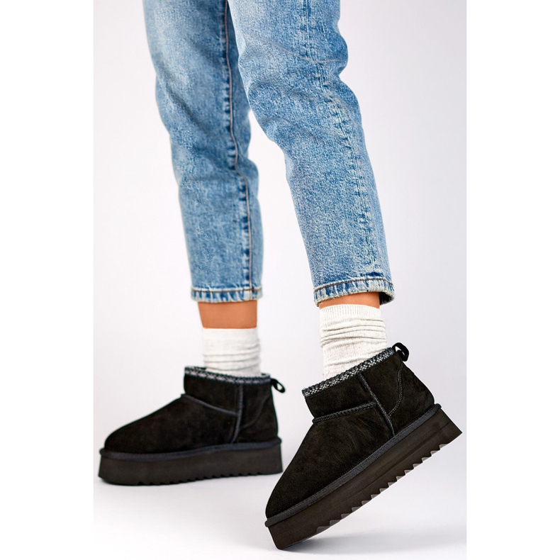 Mustat nahkaiset lumisaappaat, naisten lämpöeristetyt talvisaappaat 1