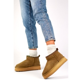 Naisten nahkaiset lumisaappaat, lämpöeristetyt talvisaappaat ruskea 1