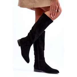 Suede Flat Heel Boots Musta Eelin 3