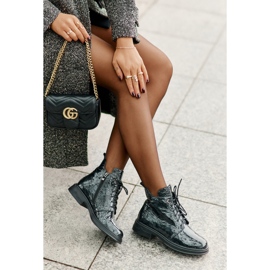 S.Barski Naisten nahkaiset patenttisaappaat, lämmin, vetoketjullinen, D&amp;A LZ42-042, tummanvihreä 1