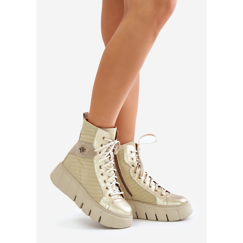 Nahkaiset nilkkurit alustalla Maciejka 06751-25 kultaa kultainen 1