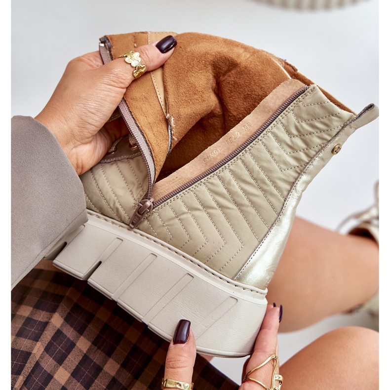 Nahkaiset nilkkurit alustalla Maciejka 06751-25 kultaa kultainen 2