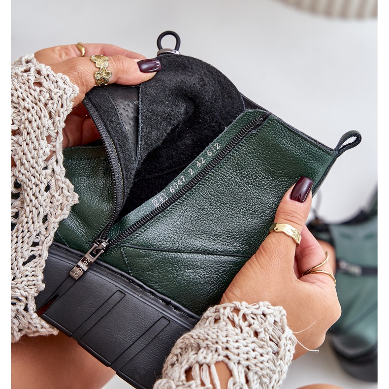 Zazoo 60472 Nahkaiset nilkkurit alustalla ja kiilalla, tummanvihreä 2