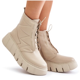 Zazoo 60472 Nahkaiset nilkkurit alustalla ja kiilat, beige 9