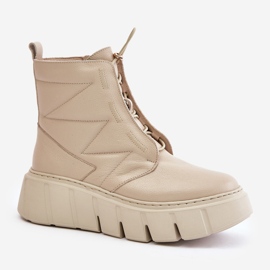 Zazoo 60472 Nahkaiset nilkkurit alustalla ja kiilat, beige 4