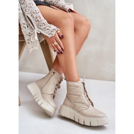 Zazoo 60472 Nahkaiset nilkkurit alustalla ja kiilat, beige 6