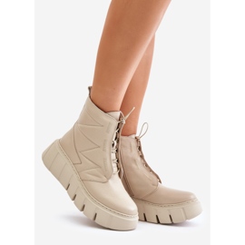 Zazoo 60472 Nahkaiset nilkkurit alustalla ja kiilat, beige 1