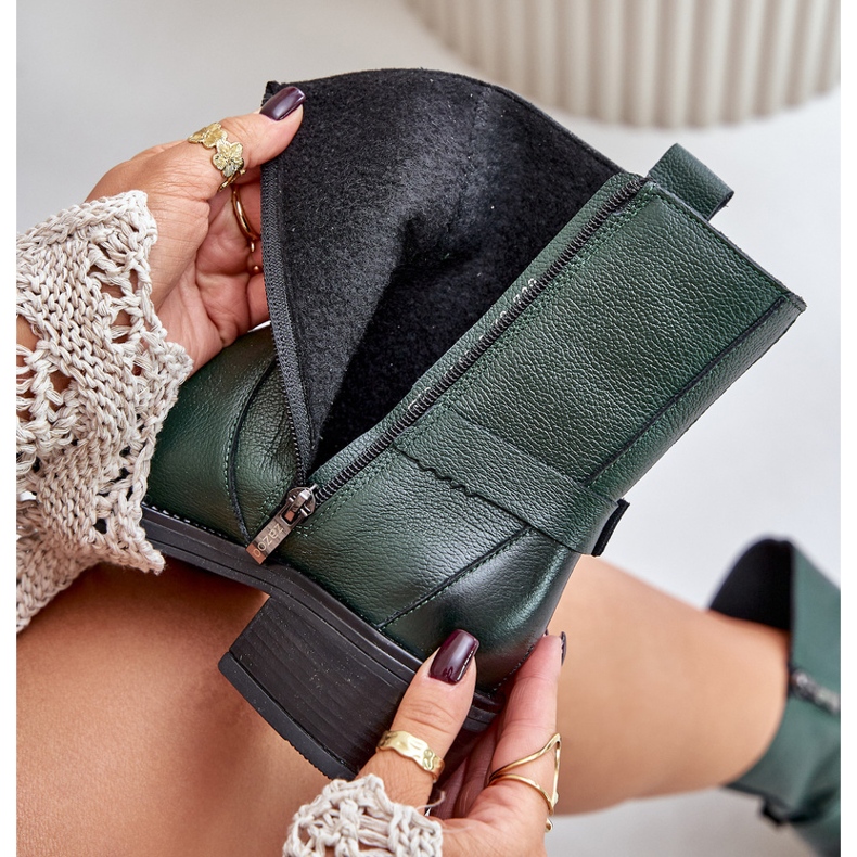 Zazoo 60480 eristetyt matalakorkoiset nahkasaappaat, tummanvihreä 2