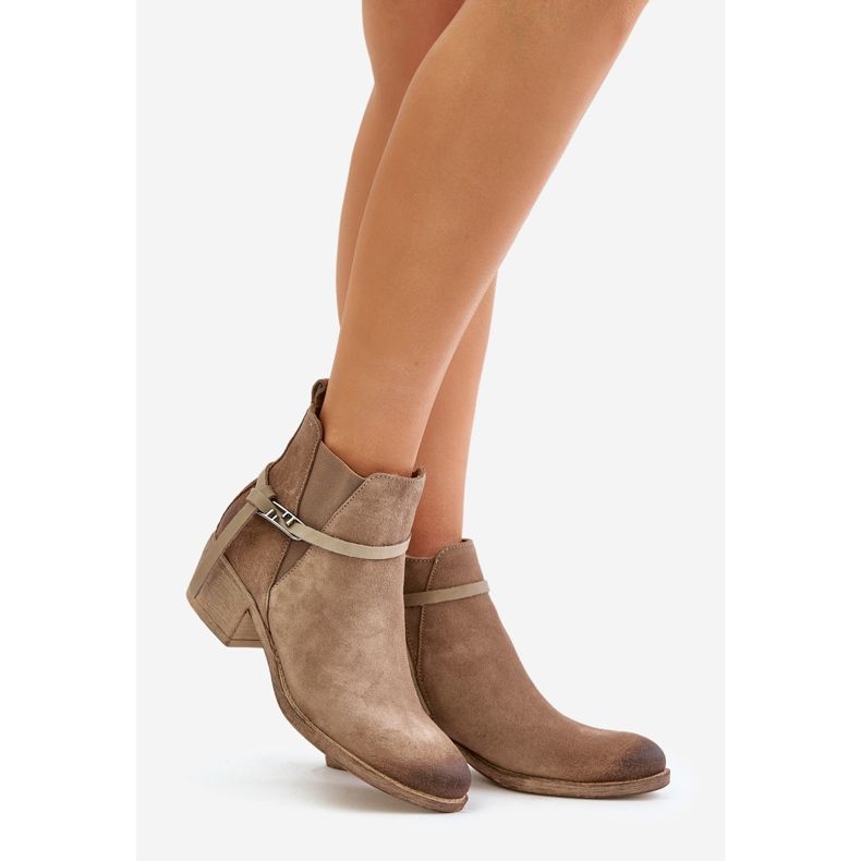 Zazoo 60478 mokkanahkaiset korkeakorkoiset saappaat, eristetty, kiinnitetty vetoketjulla, beige 1