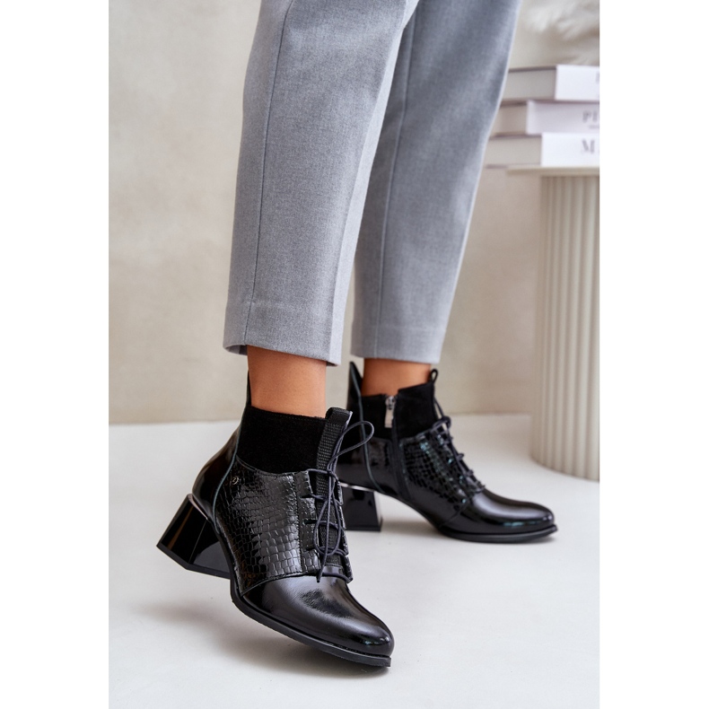 Zazoo 60503 nahkaiset korkokengät, lämpimät, mustat 1