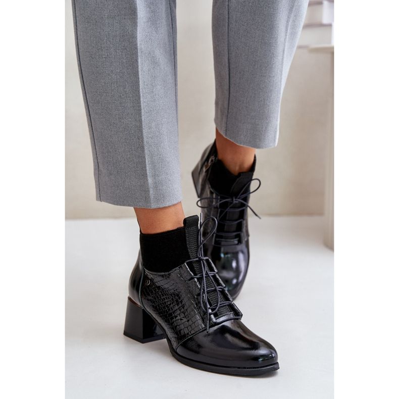 Zazoo 60503 nahkaiset korkokengät, lämpimät, mustat 2