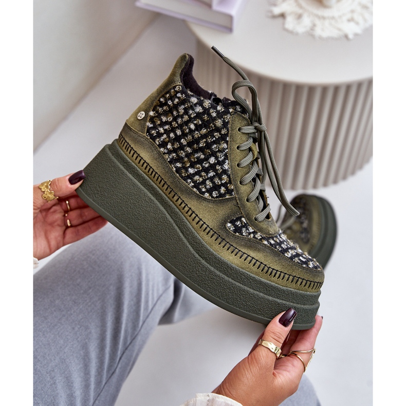 Nahkasaappaat alustalla ja kiilalla Maciejka 06759-09 Vihreä 1