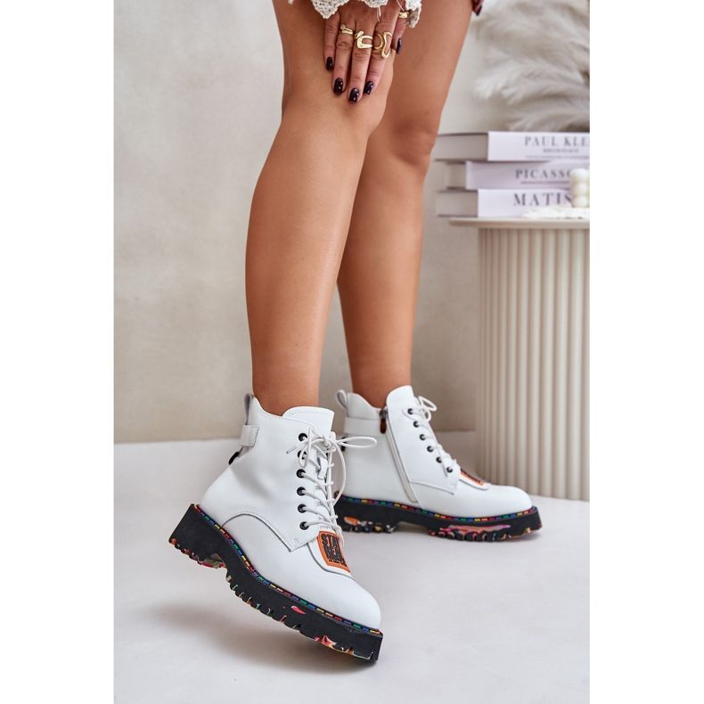 Naisten nahkaiset Trapper-saappaat vetoketjulla Artiker 55C0515 Valkoinen 2