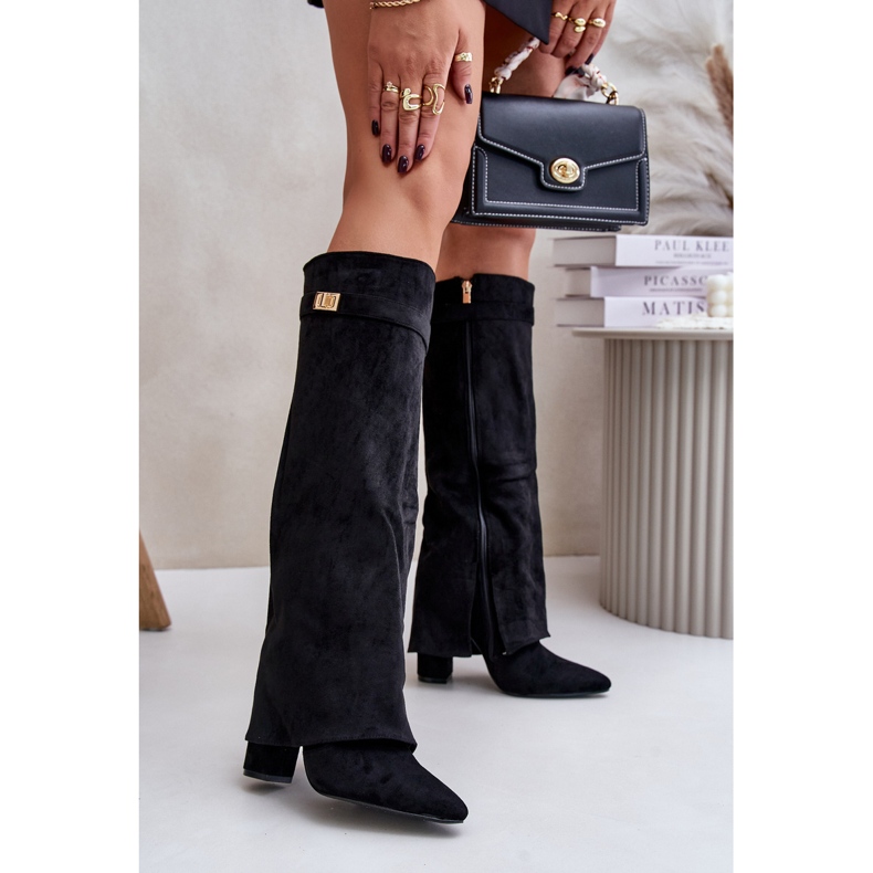 Mustat Urelli-eristetyt korkokengät, joissa on käännetty päällinen 1