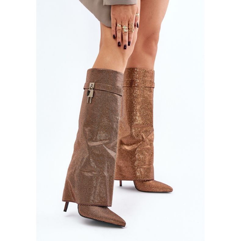 Koristetut Slip-On-korkokengät, joissa on käännetty varsi, ruskea Enathlin 2