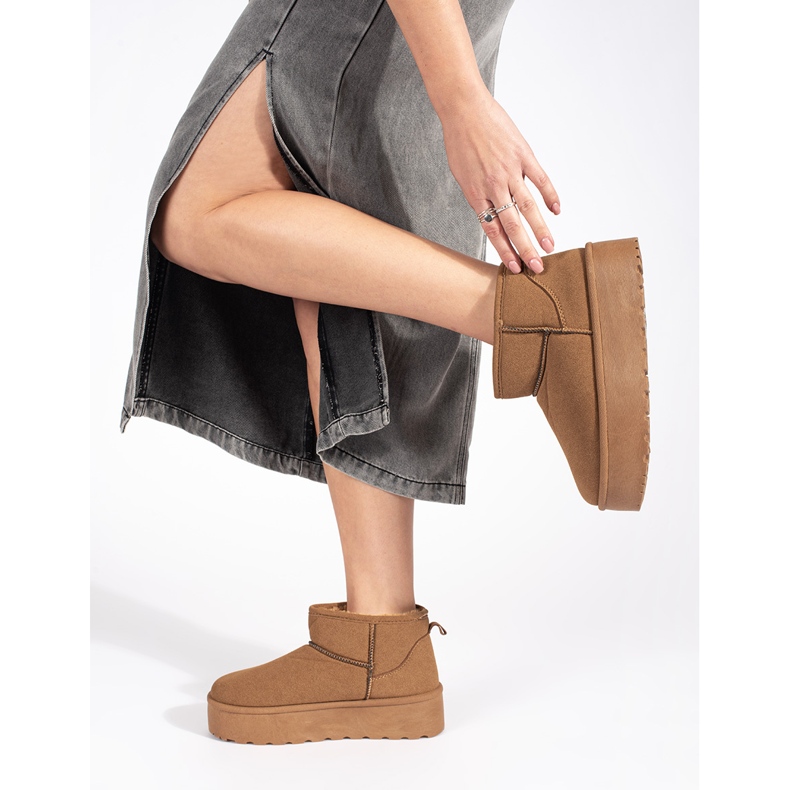 Seastar Beiget eristetyt naisten lumisaappaat alustalla 1