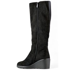 Mustat mokkanahkaiset polvisaappaat, naisten kiila saappaat 1