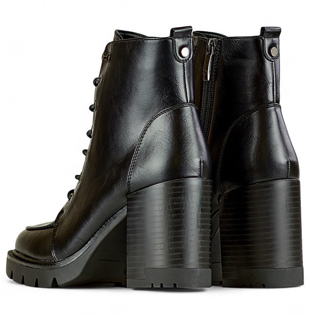 Naisten korkeakorkoiset nauhasaappaat, lämpöeristetyt talvikengät musta 1